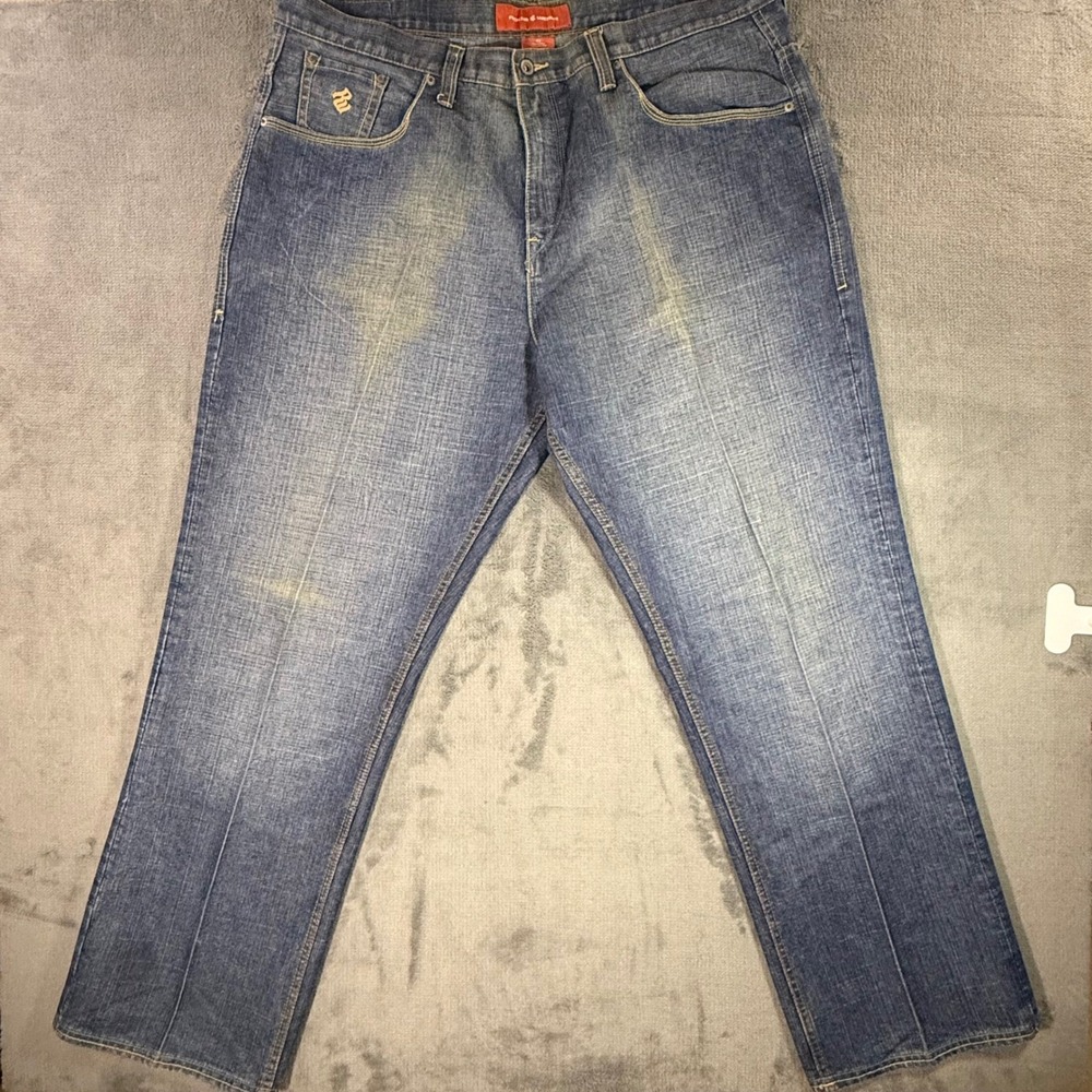 Rocawear Mens Baggy Relaxed Straight Leg Jeans Blue Denim Y2K Size 42x32